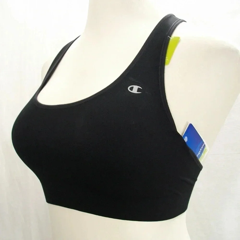 LARGE Champion‎ B9504 Absolute Racerback Sports Bra Black NWT - Picture 3 of 5